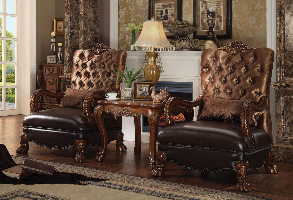 Dresden Golden Brown Velvet & Cherry Oak Chair & 1 Pillow - Marjories Furniture (Las Vegas, NV)