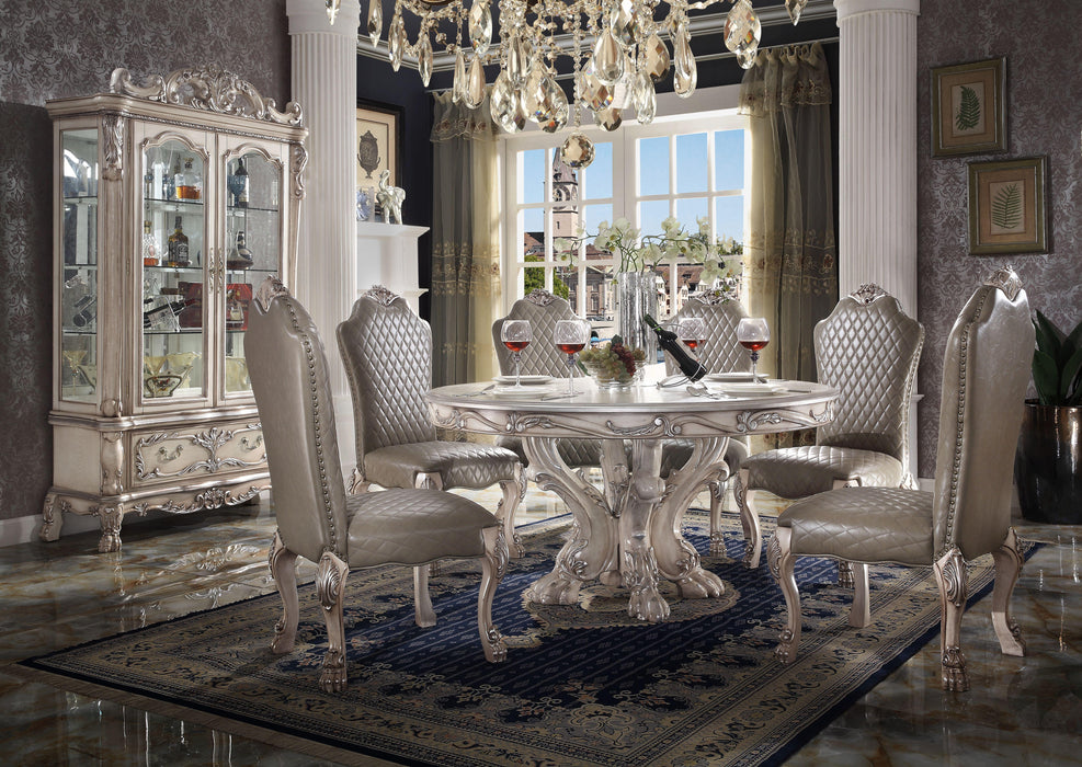 Dresden Vintage Bone White Dining Table (Round) - Marjories Furniture (Las Vegas, NV)
