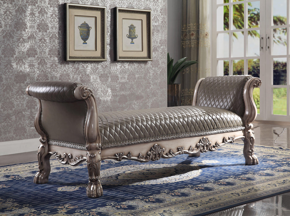 Dresden Vintage Bone White & PU Bench - Marjories Furniture (Las Vegas, NV)