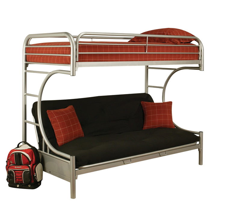 Eclipse Silver Bunk Bed (Twin XL/Queen/Futon) - Marjories Furniture (Las Vegas, NV)