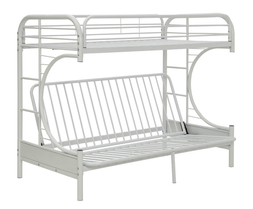 Eclipse White Bunk Bed (Twin XL/Queen/Futon) - Marjories Furniture (Las Vegas, NV)
