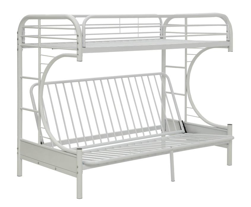 Eclipse White Bunk Bed (Twin XL/Queen/Futon) - Marjories Furniture (Las Vegas, NV)