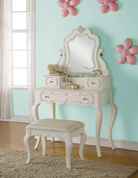 Edalene Pearl White Vanity & Mirror - Marjories Furniture (Las Vegas, NV)