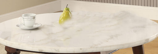 Gasha White Marble & Walnut Coffee Table - Marjories Furniture (Las Vegas, NV)