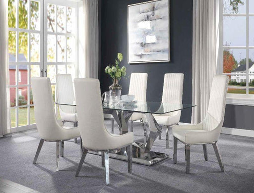 Gianna Clear Glass & Stainless Steel Dining Room Set - Marjories Furniture (Las Vegas, NV)
