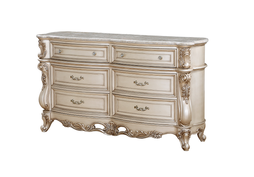 Gorsedd Marble & Antique White Dresser - Marjories Furniture (Las Vegas, NV)
