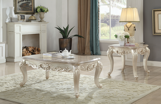 Gorsedd Marble & Antique White Coffee Table - Marjories Furniture (Las Vegas, NV)