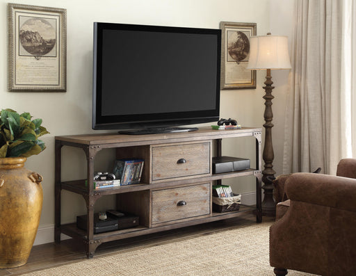 Gorden Weathered Oak & Antique Silver TV Stand - Marjories Furniture (Las Vegas, NV)