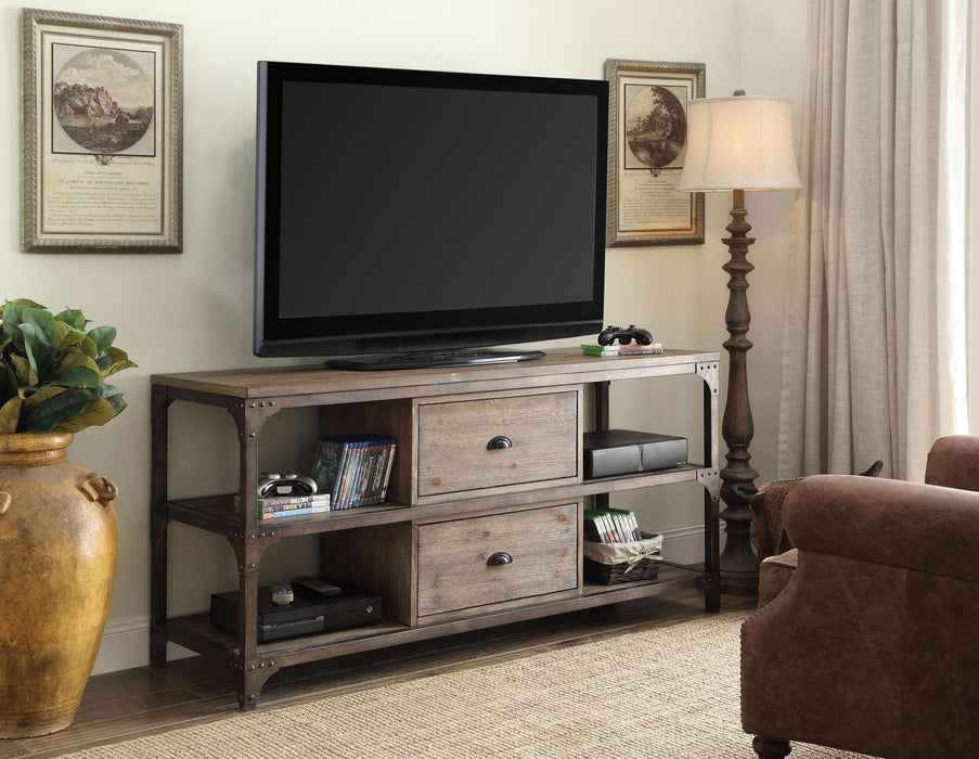 Gorden Weathered Oak & Antique Silver TV Stand - Marjories Furniture (Las Vegas, NV)