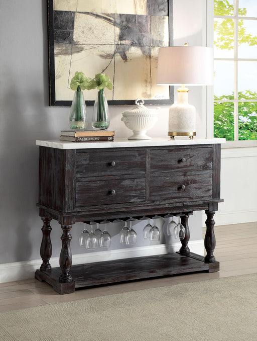 Gerardo White Marble & Weathered Espresso Server - Marjories Furniture (Las Vegas, NV)