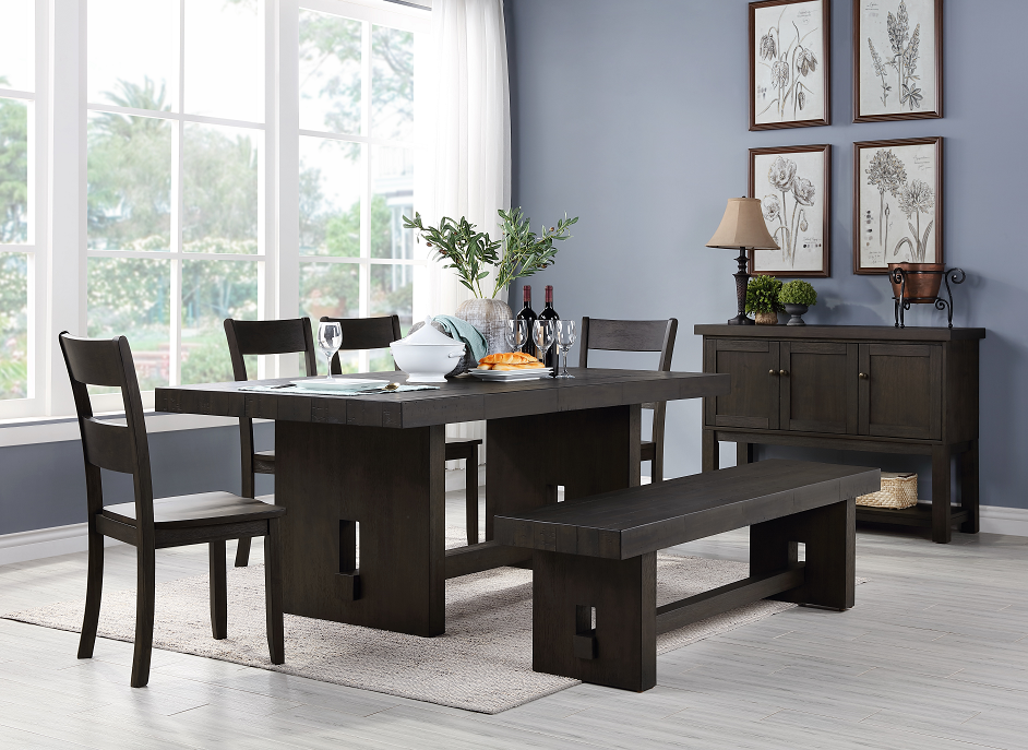 Haddie Distressed Walnut Dining Table - Marjories Furniture (Las Vegas, NV)