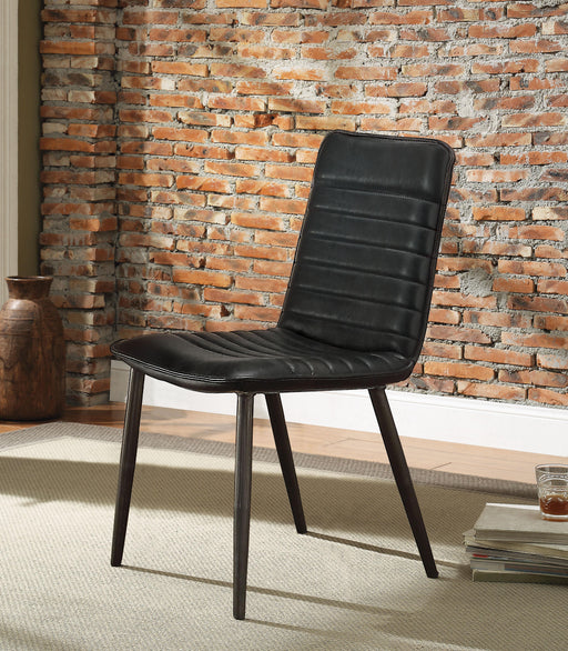 Hosmer Black Top Grain Leather & Antique Black Side Chair - Marjories Furniture (Las Vegas, NV)
