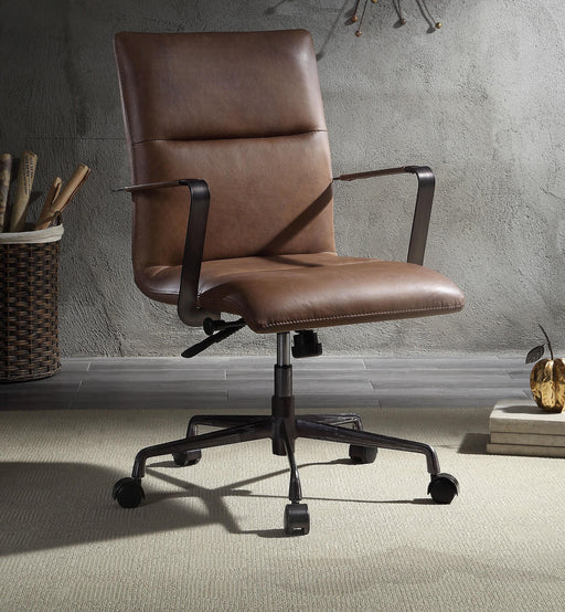 Indra Vintage Chocolate Top Grain Leather Office Chair - Marjories Furniture (Las Vegas, NV)