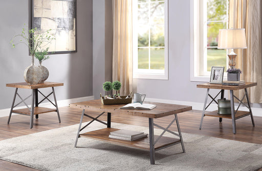 Ikram Weathered Oak & Sandy Black Coffee Table - Marjories Furniture (Las Vegas, NV)