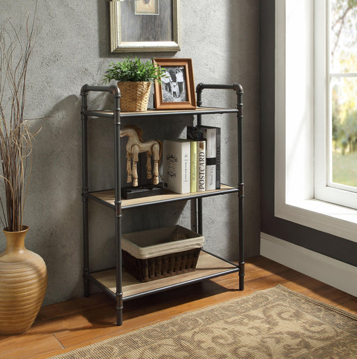 Itzel Antique Oak & Sandy Gray Bookshelf - Marjories Furniture (Las Vegas, NV)