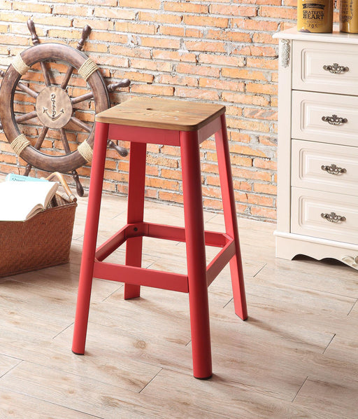 Jacotte Natural & Red Bar Stool (1Pc) - Marjories Furniture (Las Vegas, NV)