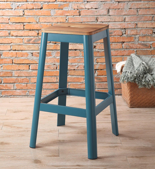 Jacotte Natural & Teal Bar Stool (1Pc) - Marjories Furniture (Las Vegas, NV)