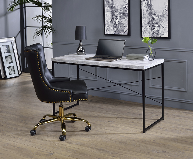 Jurgen Antique White & Black Desk - Marjories Furniture (Las Vegas, NV)