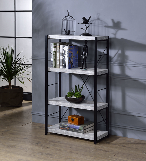 Jurgen Antique White & Black Bookshelf - Marjories Furniture (Las Vegas, NV)