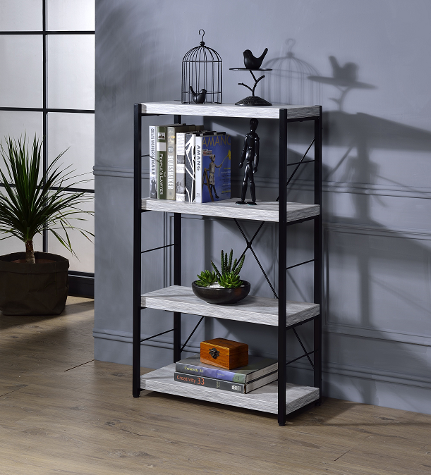 Jurgen Antique White & Black Bookshelf - Marjories Furniture (Las Vegas, NV)