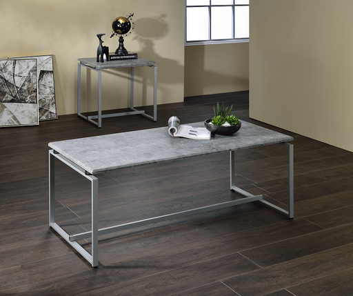 Jurgen Faux Concrete & Silver 3Pc Pack Coffee/End Set - Marjories Furniture (Las Vegas, NV)