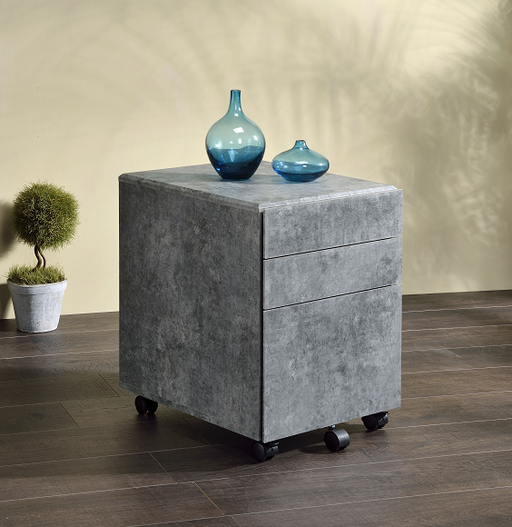 Jurgen Faux Concrete & Silver File Cabinet - Marjories Furniture (Las Vegas, NV)