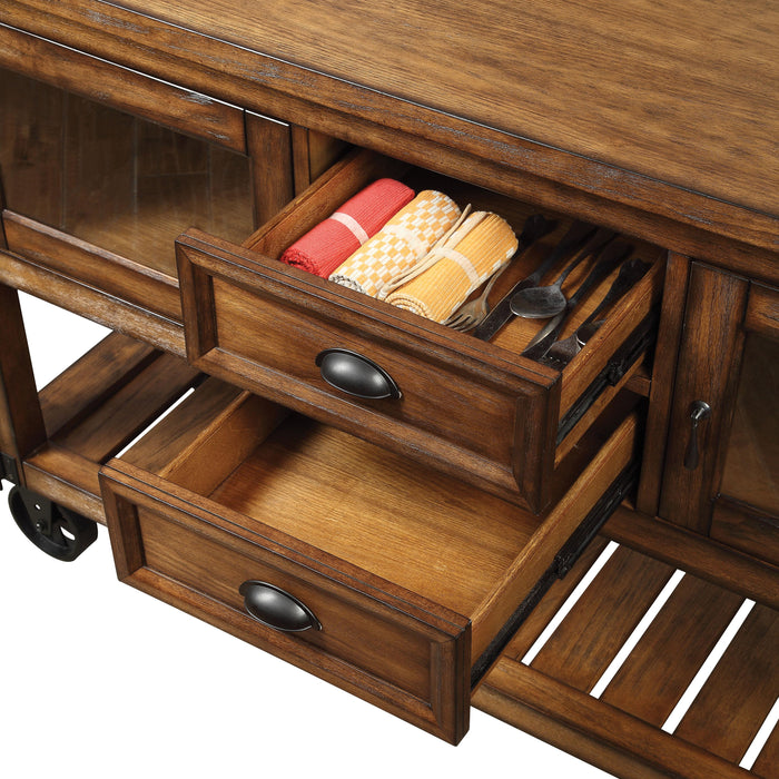 Kadri Distressed Chestnut Kitchen Cart - Marjories Furniture (Las Vegas, NV)