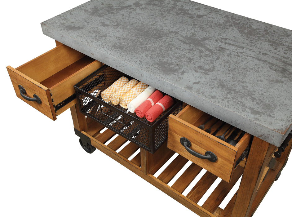 Kailey Antique Oak Kitchen Cart - Marjories Furniture (Las Vegas, NV)