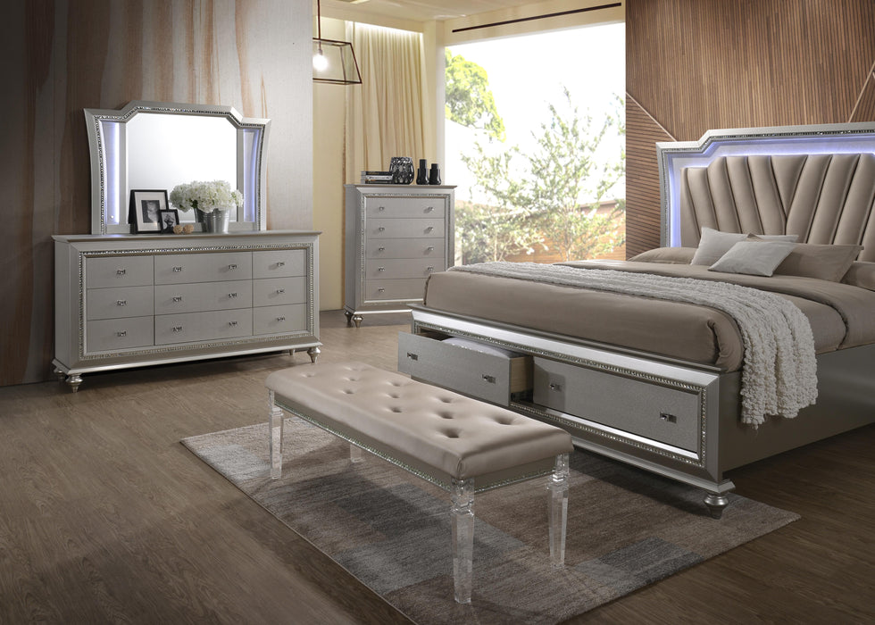 Kaitlyn PU & Clear Acrylic Bench - Marjories Furniture (Las Vegas, NV)