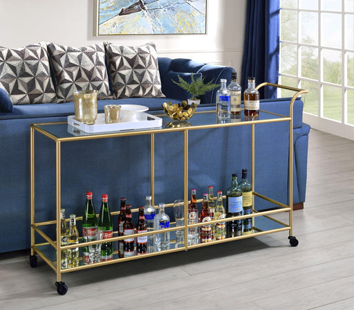 Kenda Clear Glass, Mirrored & Gold Serving Cart - Marjories Furniture (Las Vegas, NV)