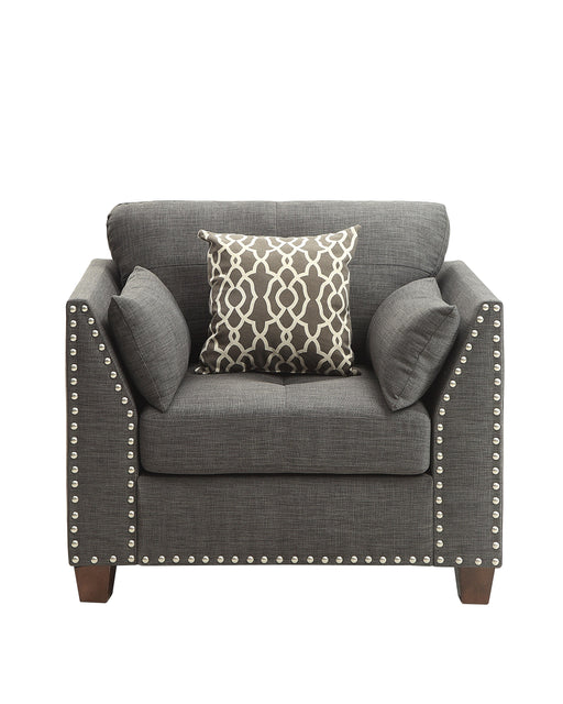 Laurissa Light Charcoal Linen Chair & 3 Pillows - Marjories Furniture (Las Vegas, NV)