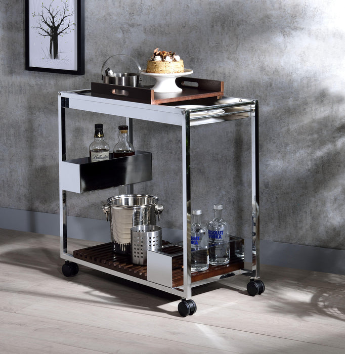 Lisses Chrome Serving Cart - Marjories Furniture (Las Vegas, NV)