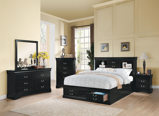 Louis Philippe III Black Eastern King Bed - Marjories Furniture (Las Vegas, NV)