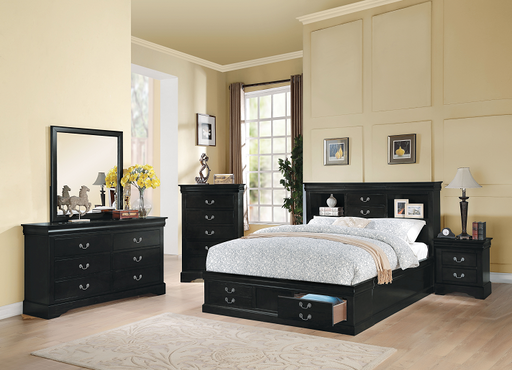 Louis Philippe III Black Queen Bed - Marjories Furniture (Las Vegas, NV)
