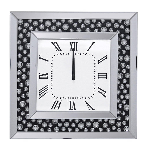 Marku Mirrored & Faux GemStones Wall Clock - Marjories Furniture (Las Vegas, NV)
