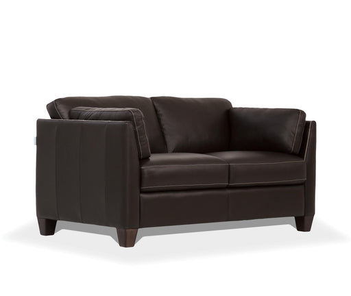 Matias Chocolate Leather Loveseat - Marjories Furniture (Las Vegas, NV)