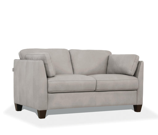 Matias Dusty White Leather Loveseat - Marjories Furniture (Las Vegas, NV)