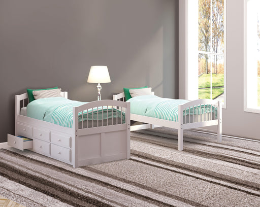 Micah White Bunk Bed & Trundle (Twin/Twin) - Marjories Furniture (Las Vegas, NV)