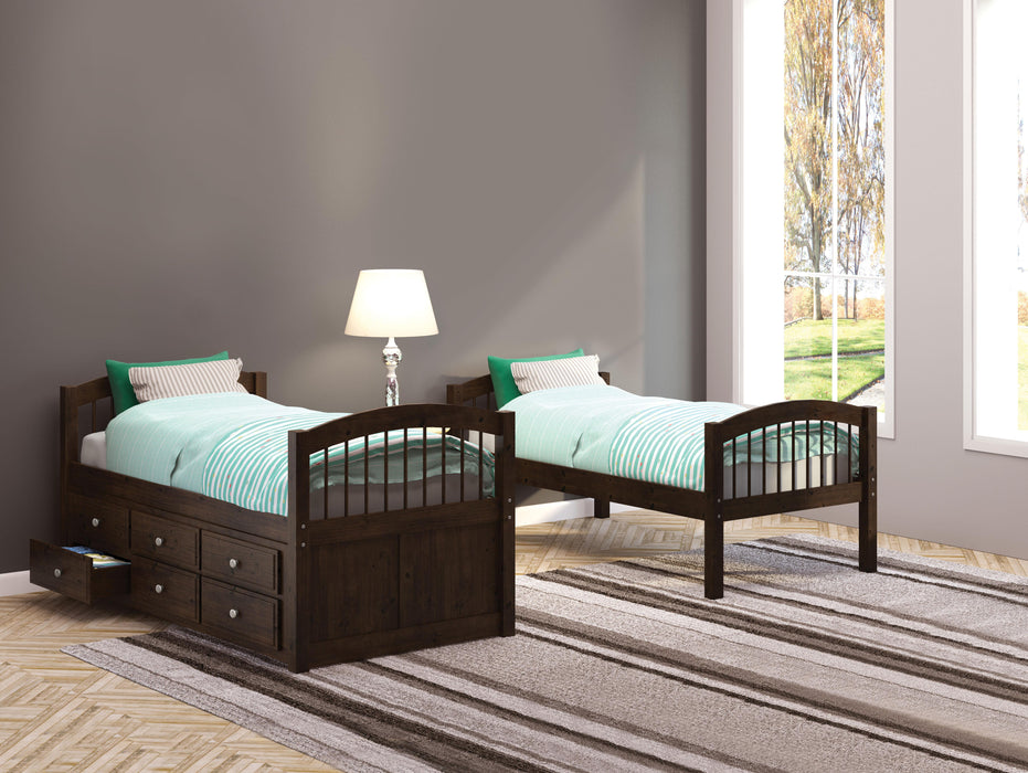 Micah Espresso Bunk Bed & Trundle (Twin/Twin) - Marjories Furniture (Las Vegas, NV)