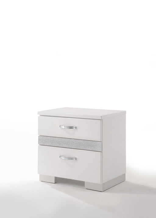 Naima II White High Gloss Nightstand - Marjories Furniture (Las Vegas, NV)