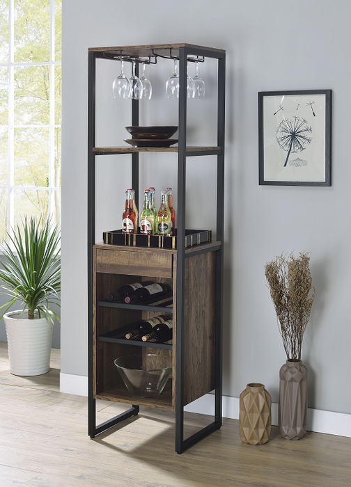 Narik Weathered Oak Wine Rack - Marjories Furniture (Las Vegas, NV)