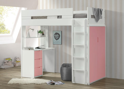 Nerice White & Pink Loft Bed - Marjories Furniture (Las Vegas, NV)