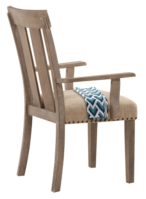 Nathaniel Fabric & Maple Arm Chair , Slatted Back - Marjories Furniture (Las Vegas, NV)