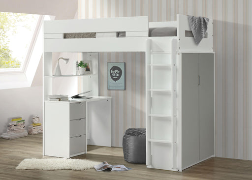 Nerice White & Gray Loft Bed - Marjories Furniture (Las Vegas, NV)