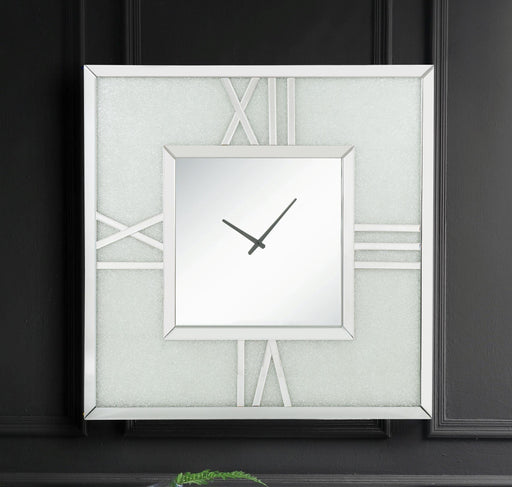 Noralie Mirrored & Faux Diamonds Wall Clock (LED) - Marjories Furniture (Las Vegas, NV)
