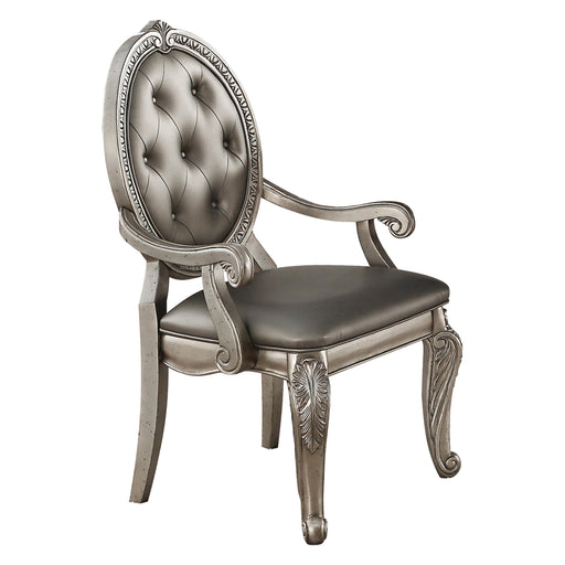 Northville PU & Antique Silver Arm Chair - Marjories Furniture (Las Vegas, NV)