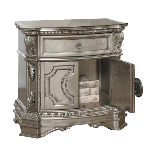 Northville Antique Silver Nightstand (WOOD TOP) - Marjories Furniture (Las Vegas, NV)