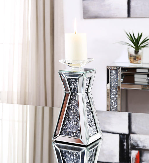 Nowles Mirrored & Faux Stones Accent Candleholder - Marjories Furniture (Las Vegas, NV)