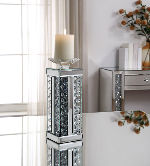 Nysa Mirrored & Faux Crystals Accent Candleholder - Marjories Furniture (Las Vegas, NV)