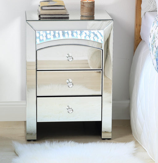 Nysa Mirrored & Faux Crystals Accent Table (LED) - Marjories Furniture (Las Vegas, NV)